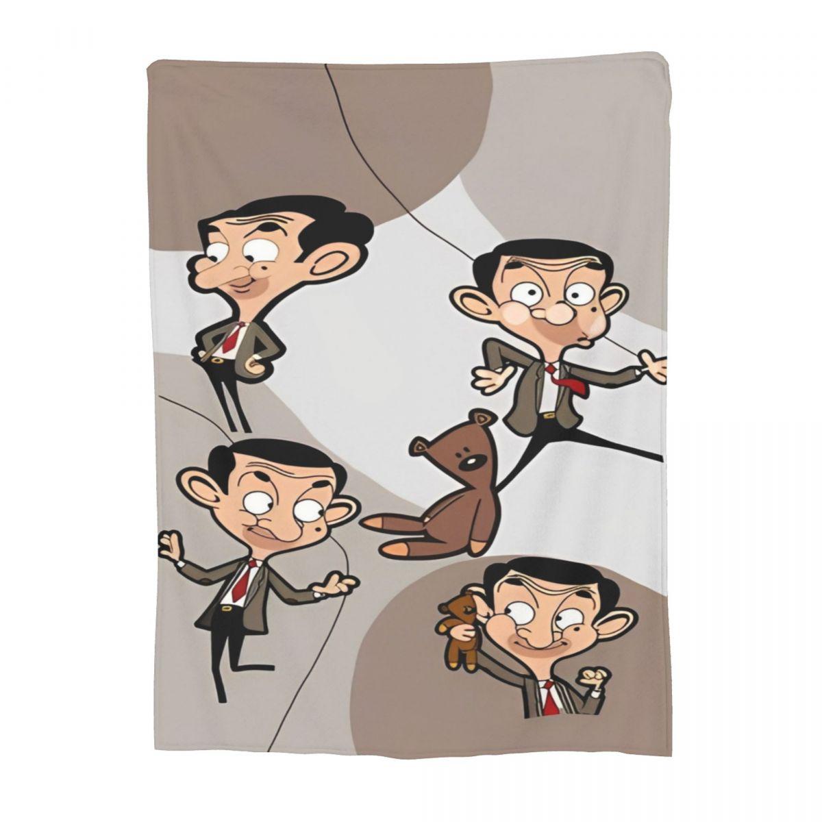 

Y2K Mr. Bean Cartoon Blanket Lightweight Thin Coral Fleece Plush Cozy Throw Blanket Machine Washable 75x90cm