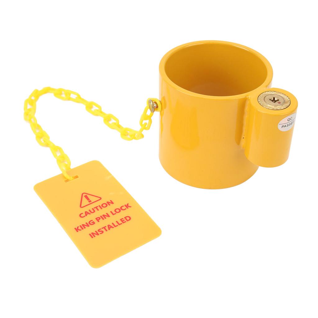 5th Wheel King Pin Lock Anti Rust Heavy Duty Steel Trailer King Pin Lock with Yellow Caution Tag For Motorhomes