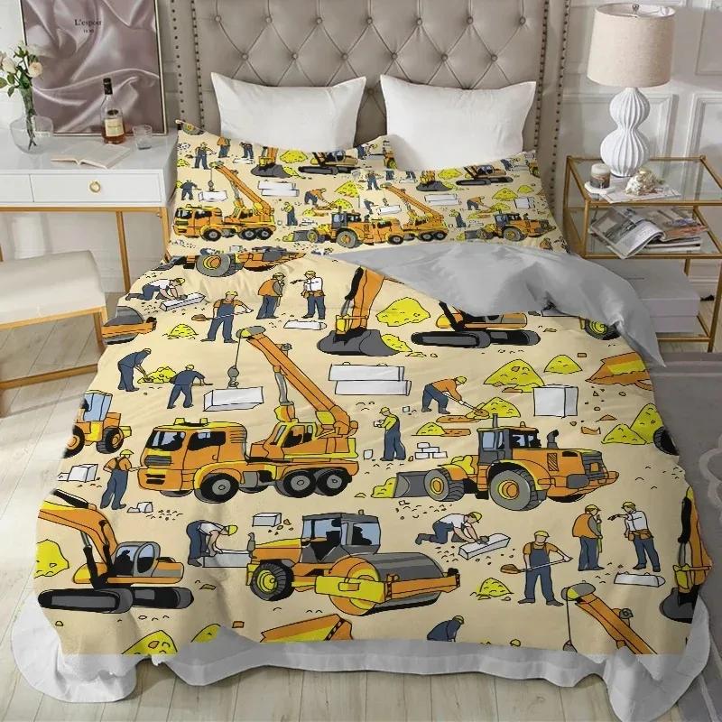 Monster Car Lovely Toy Truck Comforter Cover Polyester Printed Bed Set Duvet Cover Pillowcase Bedding Set Bed Linen Sheet Quilt