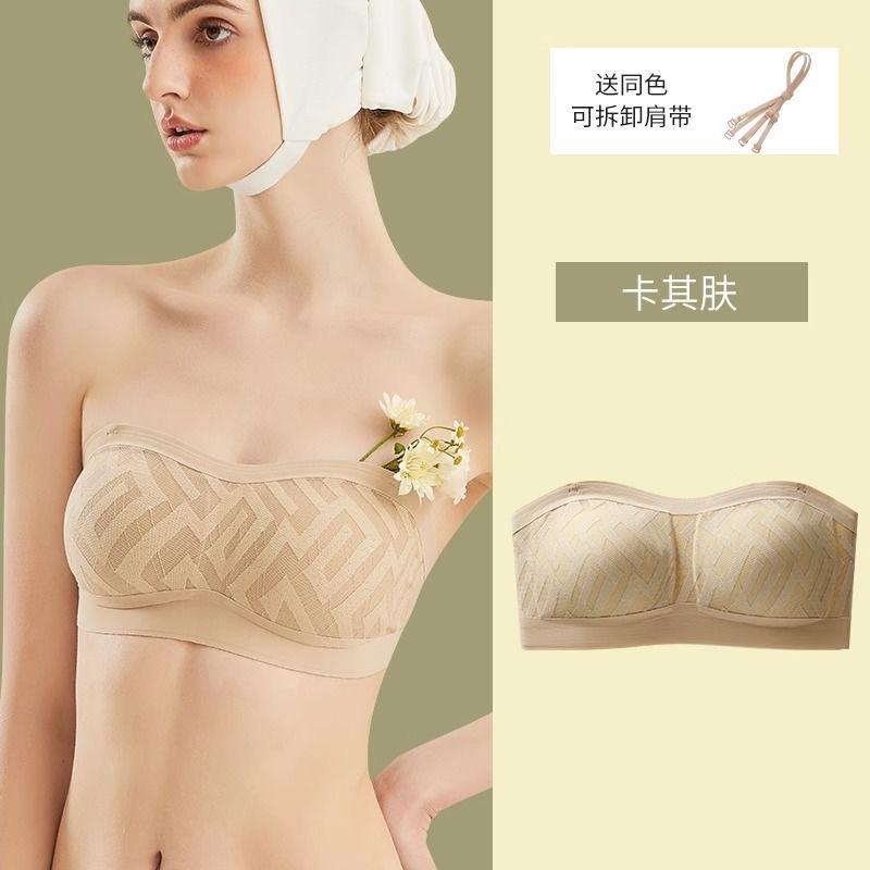

Жіноча нижня білизна без бретельок, великі груди з невеликим обтягуванням, нековзкий і протискользящий топ, тонка наклейка на бюстгальтер, невидимий збірний бюстгальтер, літо 85A