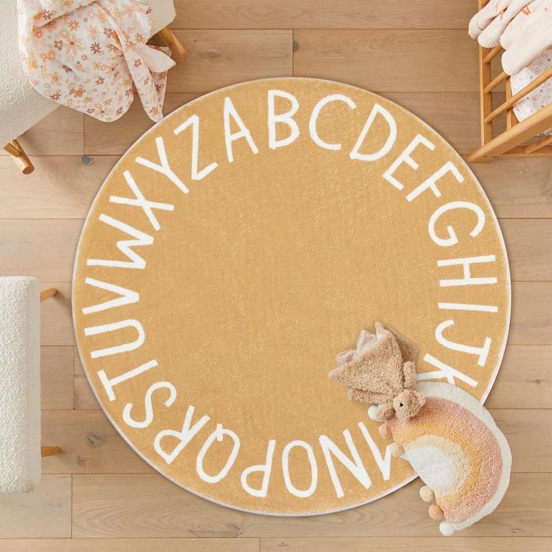 1pcs Nordic Style Round Minimalist Carpet Non-Slip Floor Mat for Living Room Bedroom & Bedside Soft Home Decor Circular Area Rug