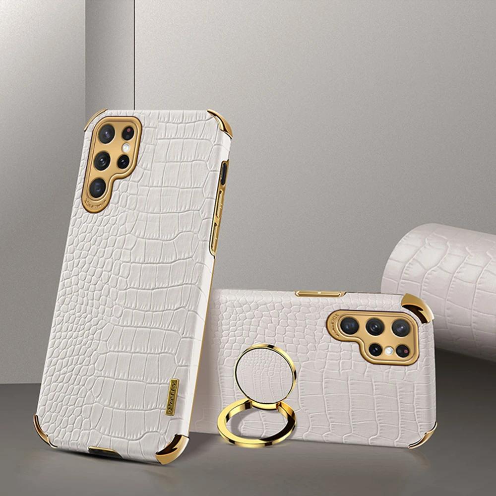 Case for Samsung Galaxy S23 Ultra Crocodile Pattern Leather S22 S21 S20 S10 Plus Ultra S23 FE Case Protective Ring Holder Cover