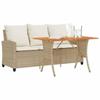 3 Seater Garden Sofa with Cushions & Table Beige Poly Rattan