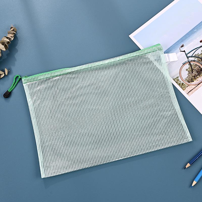 Mesh Zipper File Bag: Creative Waterproof Pencil Case & Transparent Document Storage for Students & Office