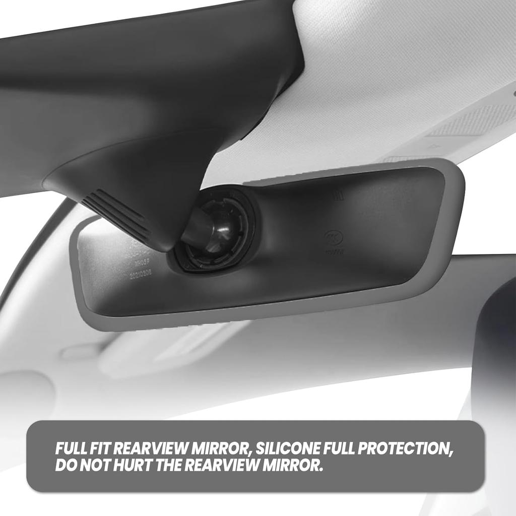 Car Rear View Mirror Silicone Protector Cover, Compatible with Model 3/Y, Auto Interior Mirror Decoration Frame, Car Accessories (Gray)