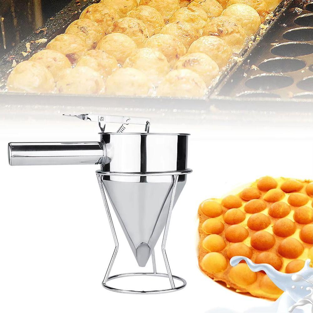 600/1200ML Liquid Funnel Dispenser Stainless Steel with Handle Octopus Ball Tool Bracket Heat-Resistance Batter Liquid Dispenser