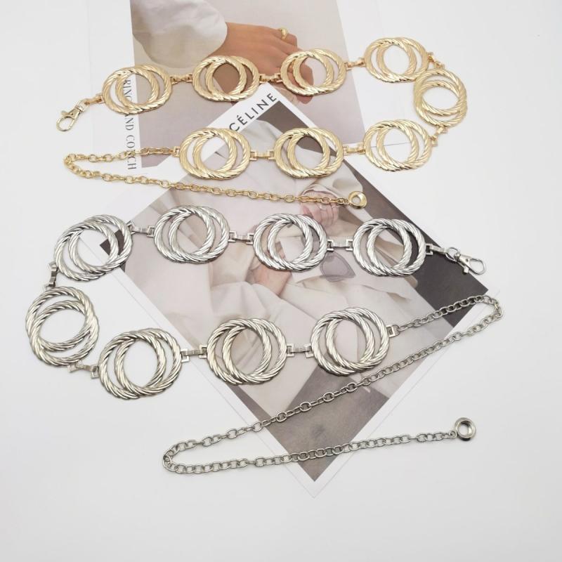 Fashionable Metal Round Disc Splicing Women'S Waist Chain Dress Decoration Body Chain Jewelry Accessories