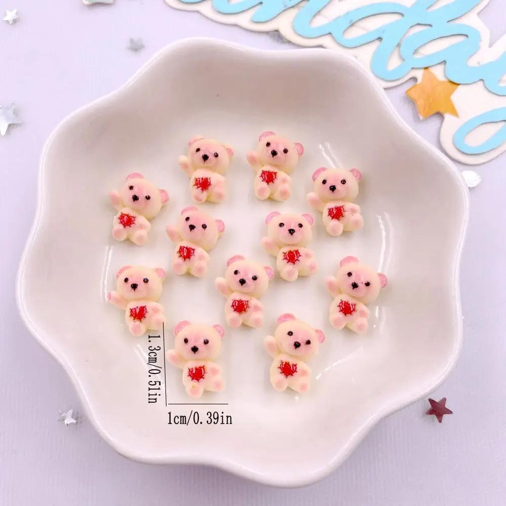 50pcs Resin Colorful Cartoon Love Bowknot Bear Figurines Flat Back Nail Art Decor DIY Scrapbook Jewellery Accessories Crafts