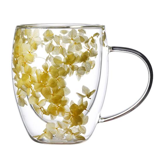 Double Wall Glass Insulation Flower Pattern Cup Tumbler Unique Coffee Mug Heat Insulated Heat Resistant