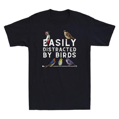 Easily Distracted By Birds Funny Bird Lover & Birdwatching Vintage Men's T-Shirt