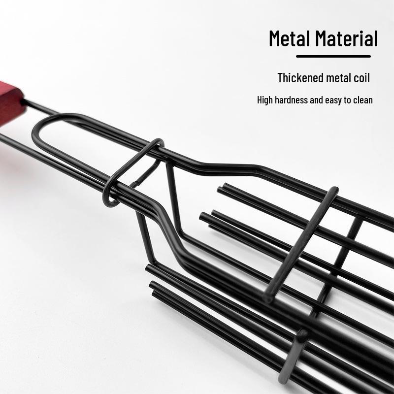 Iron Stainless Steel BBQ Grilling Basket with Wooden Handle