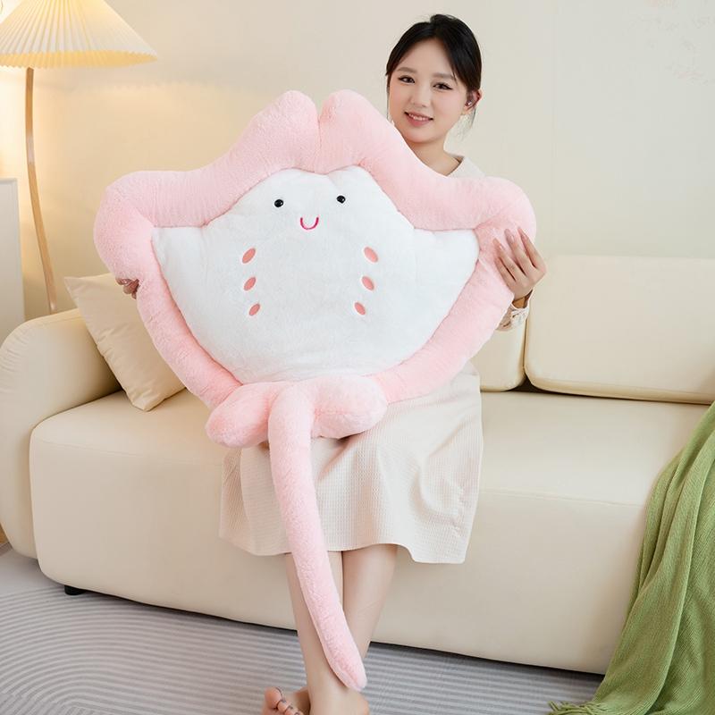 Kawaii Manta Ray Plush Toys Japanese Ray Doll Throw Pillow Soft Stuffed Fish Toy Sofa Cushion Sleeping Pillows Gift