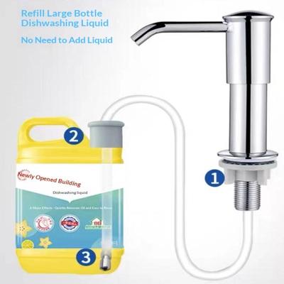 Dispenser per Detersivo per Piatti per Lavello da Cucina Dispenser da Banco Pompa Dispenser Sapone con Rack di Stoccaggio Kit Tubo di Estensione, Sotto il Lavello