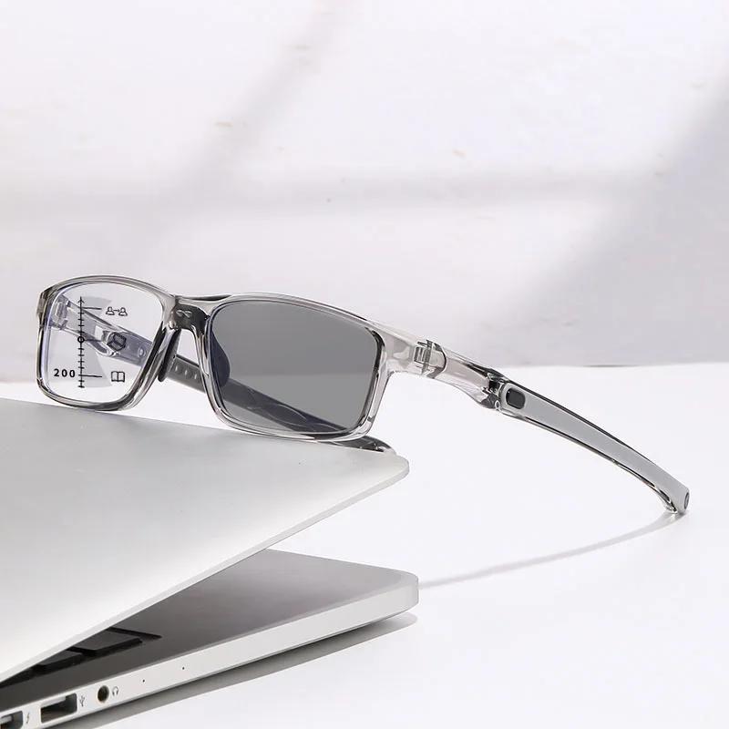 

Sports Photochromic Multifocal Reading Glasses Unisex Progressive Near Far Presbyopia Anti Blue Light Plus Diopter Eyewear 0