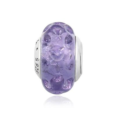 798875C00 Wavy Lavender Glass Murano Silver Charm
