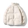 Men Cotton Coat Stand Collar Long Sleeve Solid Color Loose Fit Coat with Pockets Thickened Warm Quilted Outwear
