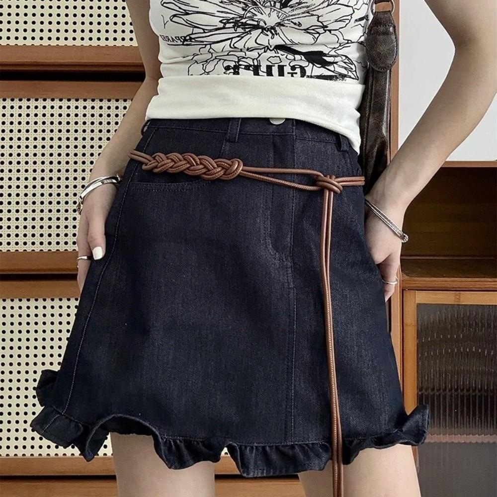 Long Length Waist Rope Belt Solid Color Body Chain Belt Rope Thin Belt  Dress Clothing Accessories