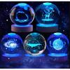 Umgebungslicht Saturn 3D Kugel Lampe Sonnensystem Kristallkugel mit Mehrfarbiger LED Lichtbasis Stimmungslicht Geschenke Geburtstag