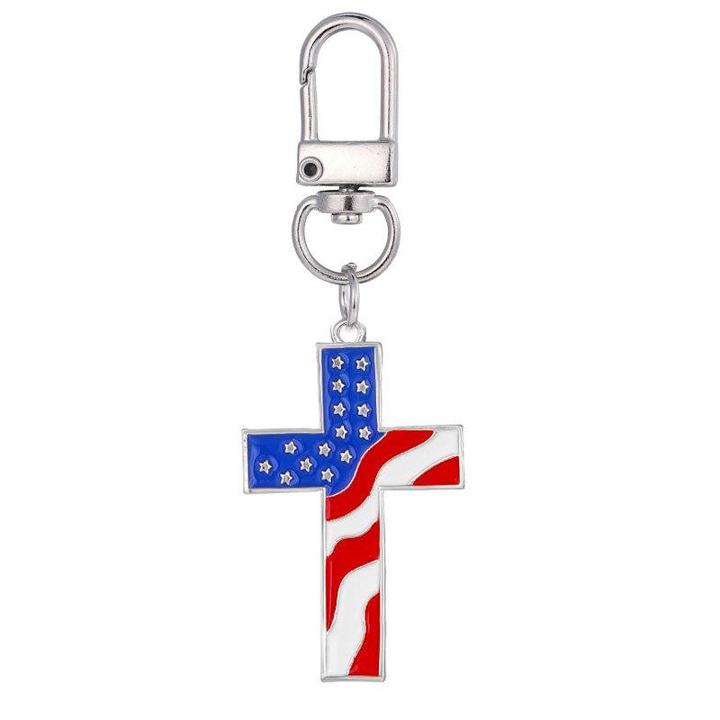 American Independence Day Keychain: Wings, Flag, Stars & Heart USA Pendant