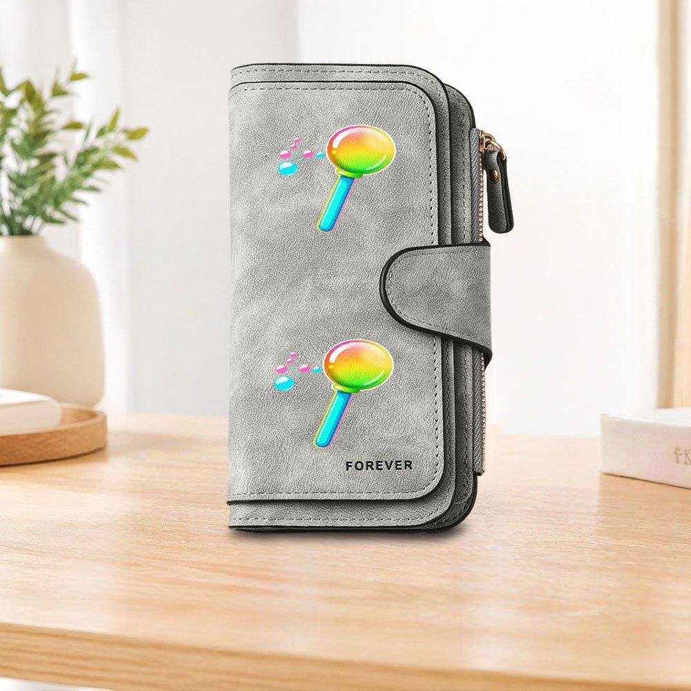 Rainbow Bubble Wand Long Zipper Wallet, Large Capacity Card Holder, Unisex Clutch Bag, Fashionable Zipper Coin Purse, Suitable for Daily Use, A Great