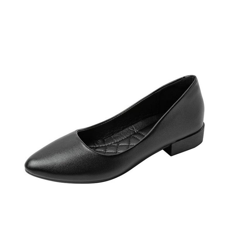 Pointed women's flat-soled single shoes soft leather soft-soled women's shoes versatile low-heeled shallow-mouth women's shoes