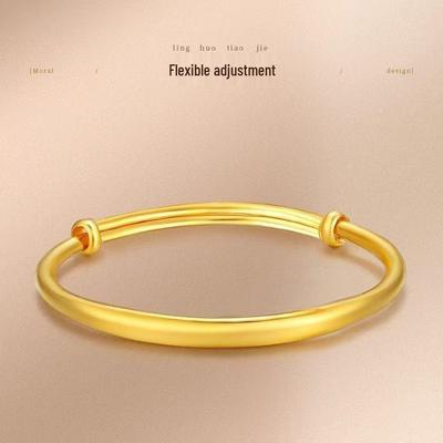 Vielseitiges verstellbares Armreif für Damen in Gold: Einfaches glattes rundes Ringdesign
