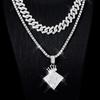 Hip Hop Full Diamond Fashion Necklace Set: Cuban Chain & Tennis Chain