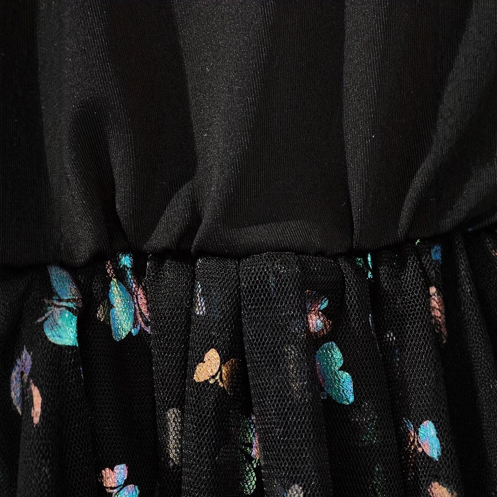 Girls Butterfly Flower Print Mesh Dress Summer Children Fashion Halter Dress