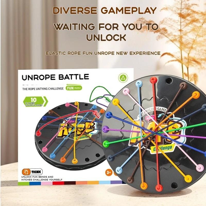 1 Set Kids Rope Untangling Game Twisted Rope Knots Challenge Board Game Logic Thinking Interactive Educational Elastic Rope Unhitching Toy