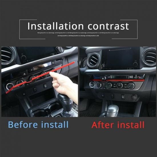 ABS Red Central Control Double Flash Switch Lower Trim Strip For Toyota Tacoma