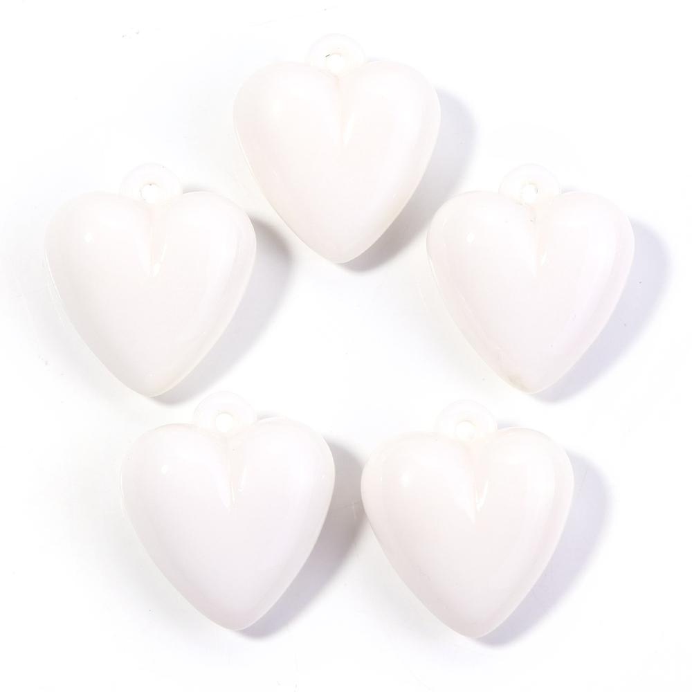 5pcs Heart Acrylic Beads 32X35mm Candy Color Baking Paint Hanging Hole Heart Loose Beads For Jewelry Making DIY Bracelet Pendant