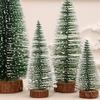 10 PCS Artificial Frosted Sisal Trees Bottle Brush Trees with Wood Base Artificial Frosted Sisal Trees DIY Crafts  for Xmas Home Tabletop Decor