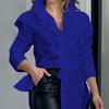 YYFS Damesmode Casual Lente Herfst Effen Kleur Print Lange Mouw Blouses & Shirts
