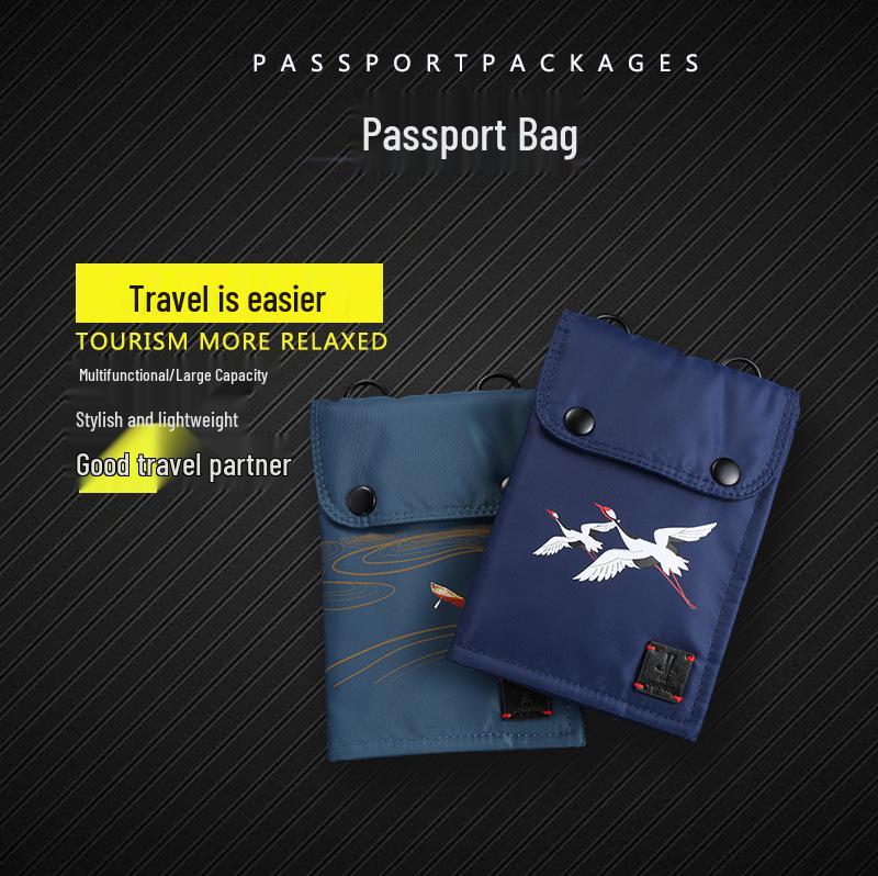 Unisex Travel Passport Holder with Lanyard - Double-Layer Neck Pouch for Secure Document Storage