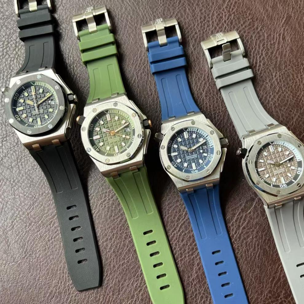 Pánské automatické mechanické hodinky Royal Oak A-P řady 15720 s kalendářem a svítícím silikonovým velkým ciferníkem