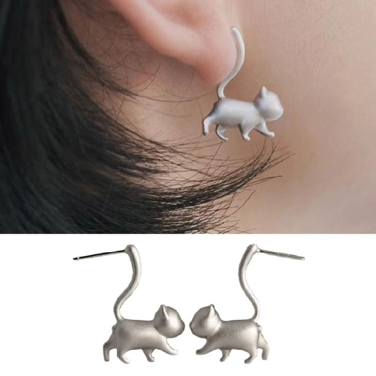 Unique Cat Earring Minimalist Piercing Earring Daily Wear Long Tail Cat Earring