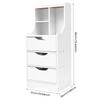 3Drawer Vertical Bedside Cabinet,Load Capacity 27.56 lbs,14.56" L x 11.81" W x 33.46" H,Tall Nightstand for Study or Bedroom Use