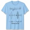 Fighter Aircraft Unisex T Shirt Technical Drawing Blueprint Ww2 Graphic Top