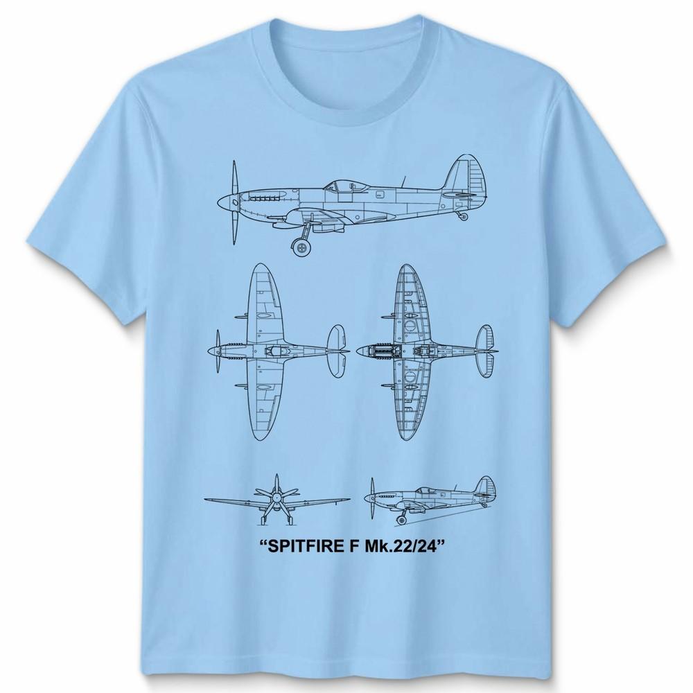 Fighter Aircraft Unisex T Shirt Technical Drawing Blueprint Ww2 Graphic Top