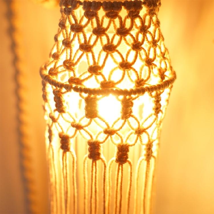 Bohemian Macrames Tapestry Light Shade Cotton Rope Tassels Handwoven Hanging Pendant Lamp Cover Lampshade for Home Decor