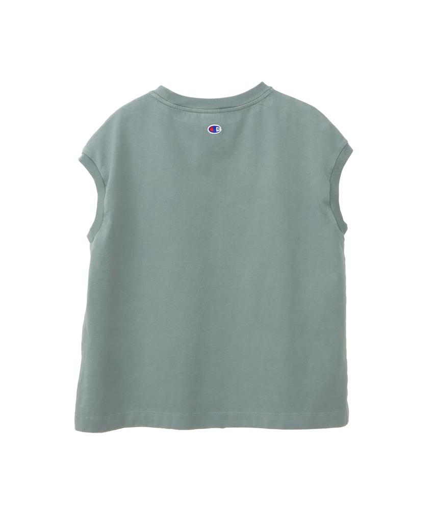 Champion Sleeveless Crew Neck Tank USA Relax with Embroidered Ash Gray Women's Top, 100% Cotton, Fit, Logo, (CW-B307)