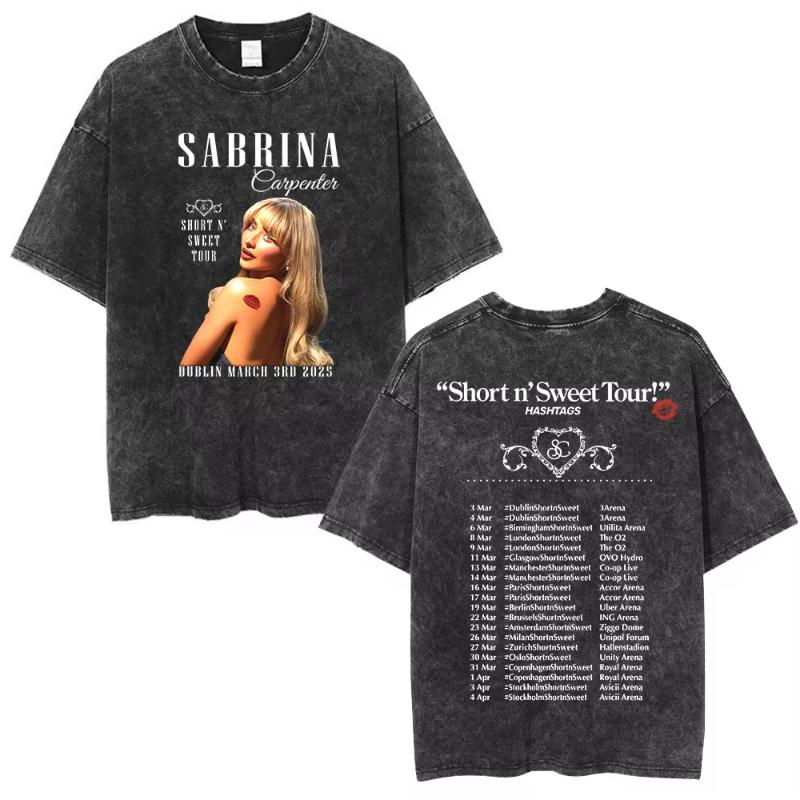 

Sabrina Carpenter Short N Sweet Tour Vintage Washed T Shirts Fans Gift Unisex Women Clothing Fashion Aesthetic Tshirts Streetwear M