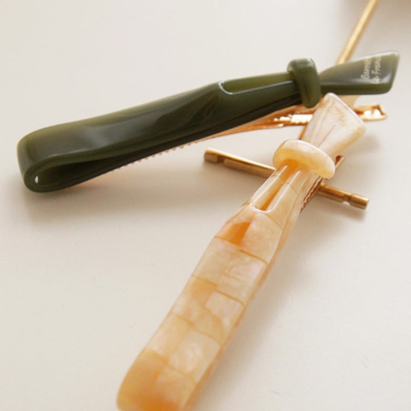 

J.Lauren French Color Ribbon Hair Pin H01219 khaki green