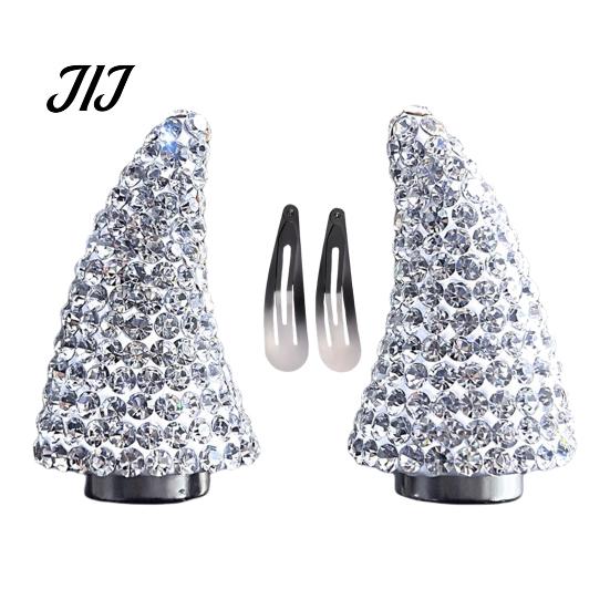 Unisex Metal Hair Clips Magnetic Rhinestone Devil Horns Accessories for Halloween Cosplay, Sparkling Stylish Glittering Cosplay Props 3D Horn