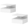Set of 2 Floating Nightstands, Drawer and Open Shelf, 35x32x22.5 cm, White