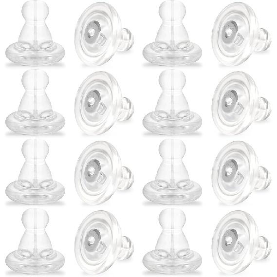 16 шт. Зажимы для серег 18K Золотые Запирающиеся Надежные Задники для серег-пусетов, Силиконовые Задники для серег для пусетов/отвисших ушей, Не вызывают раздражения белого золота