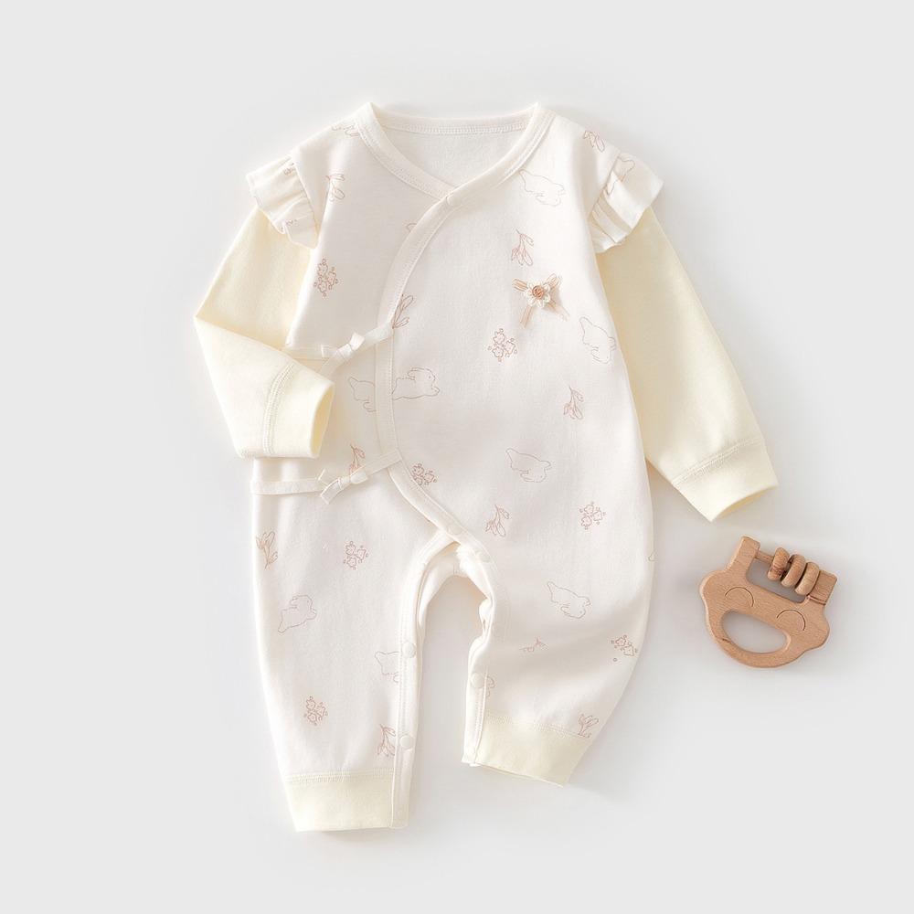 Newborn Baby Onesie Cotton High Quality Spring and Autumn Clothes for Baby Girls Cute Lace Butterfly Clothing Outing Clothes