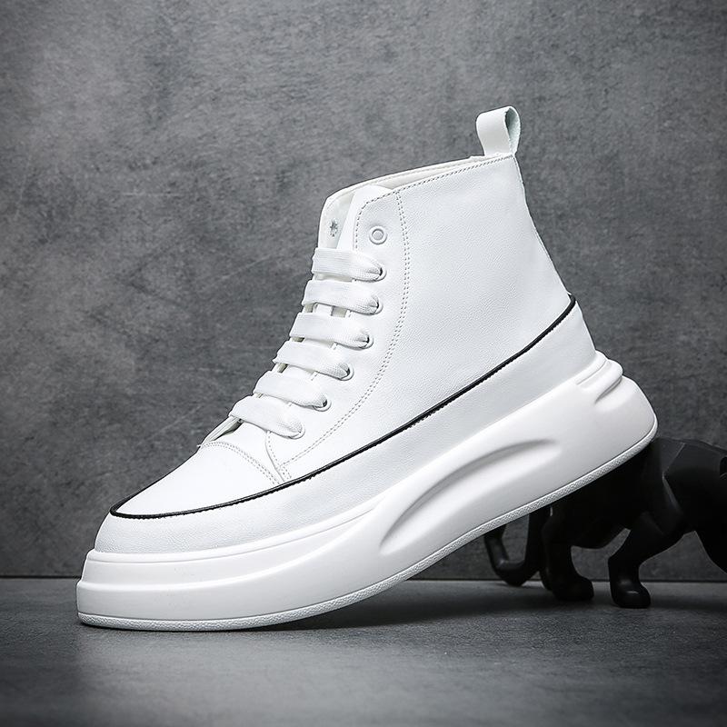 Herrenschuhe Herbst und Winter neue High-Top-Lederstiefel Freizeitschuhe Europäische weiche Sohlen schlicht und vielseitig Trendmode Wenzhou