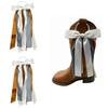 Western Denim Boots with Bow, Tassel, and Ribbon Accents