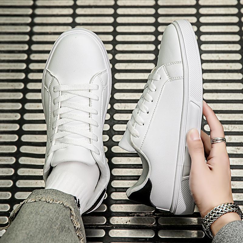 Business Casual Men's Shoes Soft Women Shoes Comfortable Casual PU Leather Shoes for Men 2025 Autumn Solid White Men Sneakers